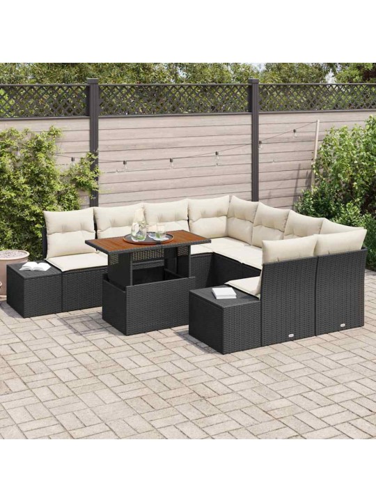 Dārza ēdamgalds 9 pcs melns un krēmkrāsa 100 x 55 x 73 cm