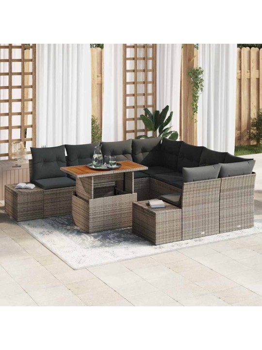 Dārza ēdamgalds 9 pcs pelēks un brūns 100 x 55 x 73 cm