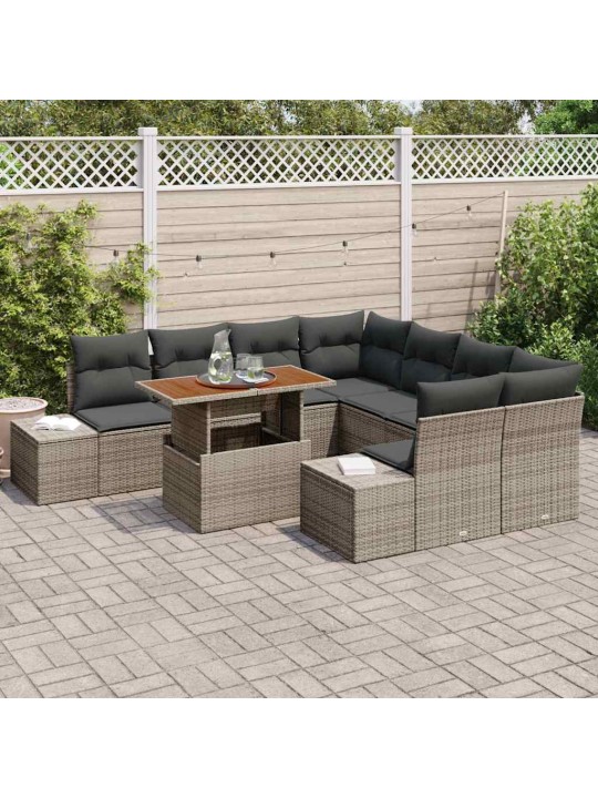 Dārza ēdamgalds 9 pcs pelēks un brūns 100 x 55 x 73 cm
