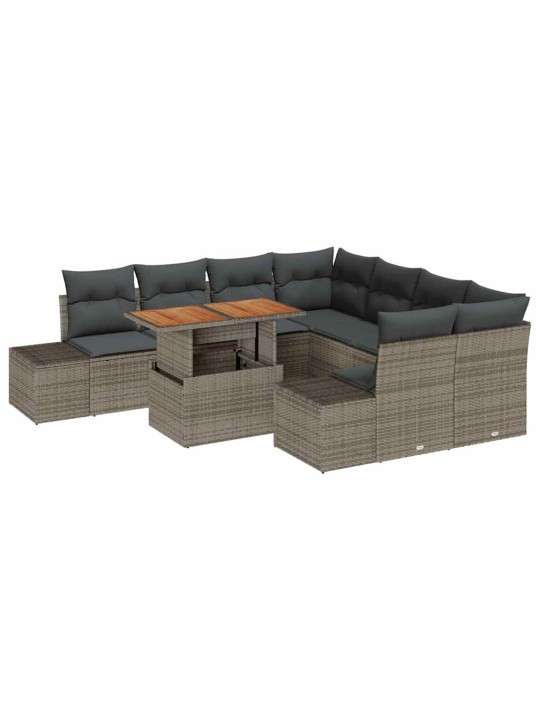 Dārza ēdamgalds 9 pcs pelēks un brūns 100 x 55 x 73 cm