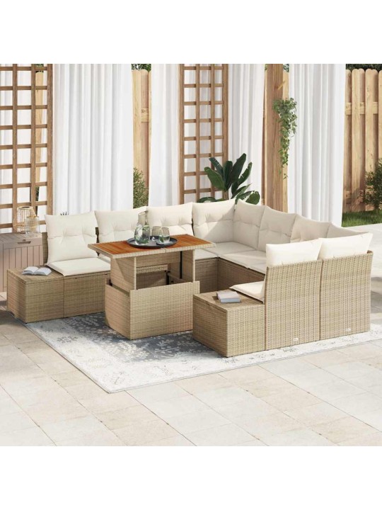 Dārza ēdamgalds 9 pcs bēšs un krēms 100 x 55 x 73 cm