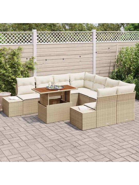 Dārza ēdamgalds 9 pcs bēšs un krēms 100 x 55 x 73 cm
