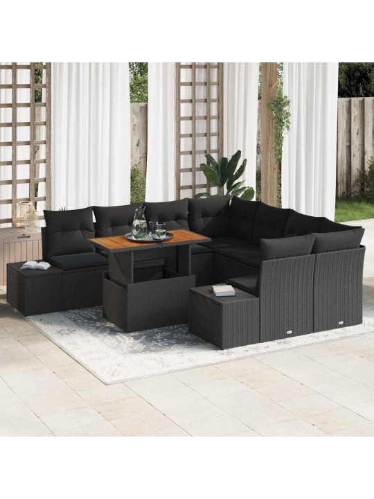 Dārza ēdamgalds 9 pcs melns un brūns 100 x 55 x 73 cm