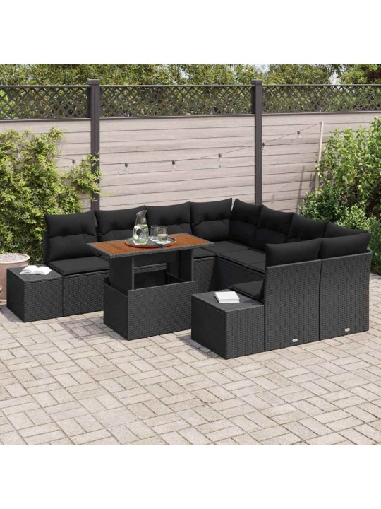 Dārza ēdamgalds 9 pcs melns un brūns 100 x 55 x 73 cm