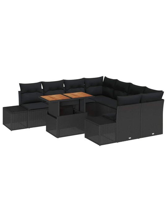 Dārza ēdamgalds 9 pcs melns un brūns 100 x 55 x 73 cm