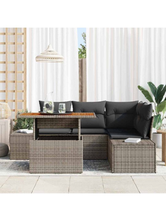 Dārza dīvānu komplekts 5 pcs pelēks un brūns 100 x 55 x 73 cm