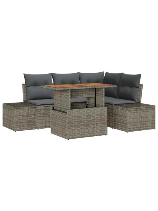 Dārza dīvānu komplekts 5 pcs pelēks un brūns 100 x 55 x 73 cm