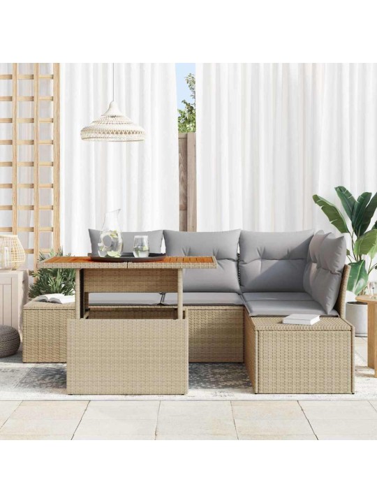 Dārza dīvānu komplekts 5 pcs bēšs un pelēks 100 x 55 x 73 cm