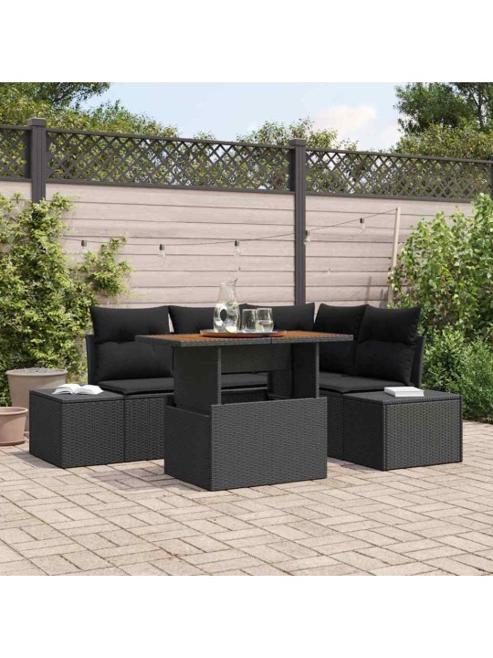 Dārza dīvānu komplekts 5 pcs melns un brūns 100 x 55 x 73 cm