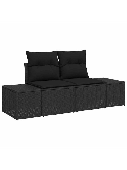 Dārza dīvānu komplekts 5 pcs melns un brūns 100 x 55 x 73 cm