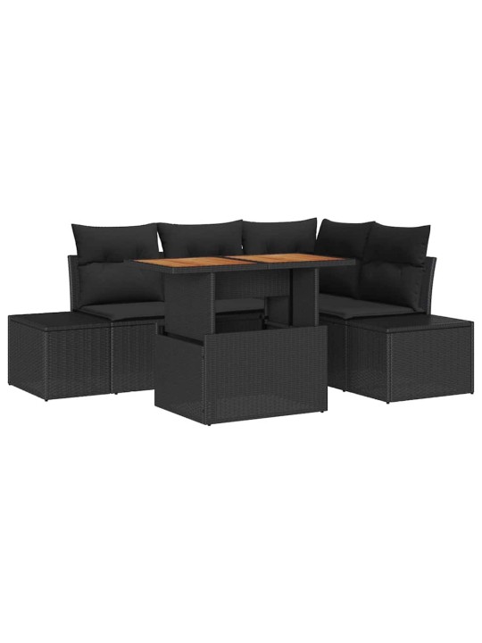 Dārza dīvānu komplekts 5 pcs melns un brūns 100 x 55 x 73 cm