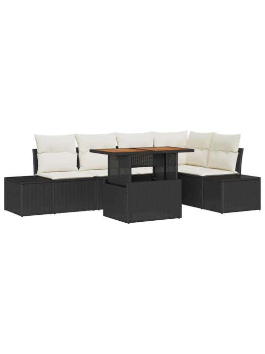 Dārza ēdamgalds 6 pcs melns un krēmkrāsa 100 x 55 x 73 cm