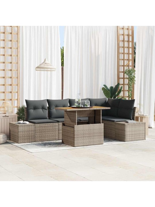 Dārza ēdamgalds 6 pcs pelēks un brūns 100 x 55 x 73 cm