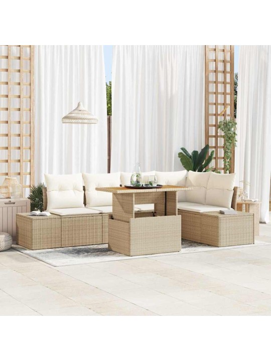 Dārza ēdamgalds 6 pcs bēšs un krēms 100 x 55 x 73 cm