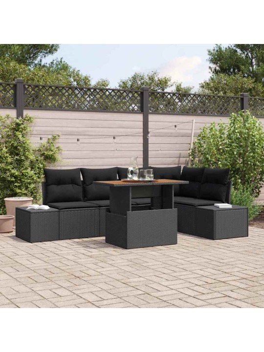 Dārza ēdamgalds 6 pcs melns un brūns 100 x 55 x 73 cm