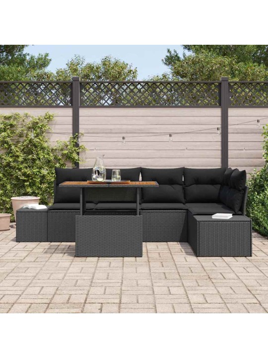 Dārza ēdamgalds 6 pcs melns un brūns 100 x 55 x 73 cm