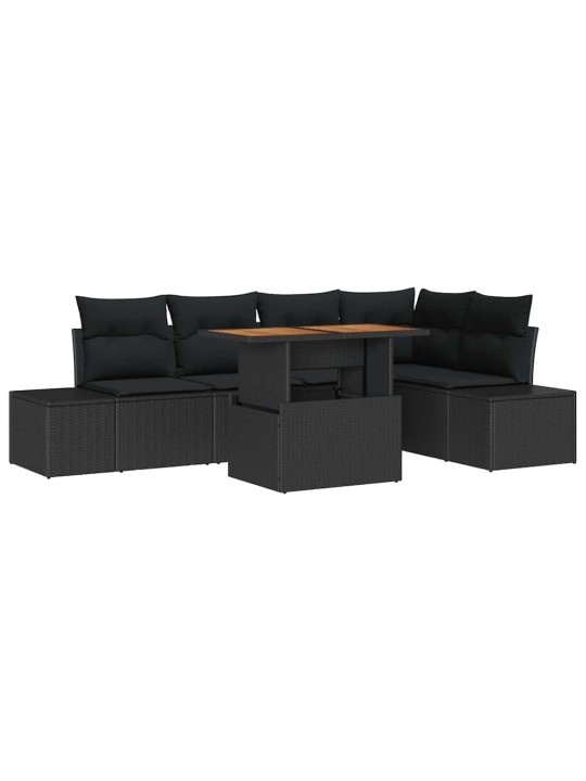Dārza ēdamgalds 6 pcs melns un brūns 100 x 55 x 73 cm
