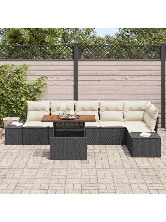 Dārza ēdamgalds 7 pcs melns un krēmkrāsa 100 x 55 x 73 cm
