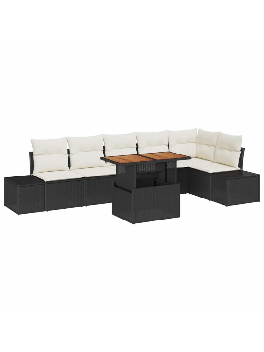 Dārza ēdamgalds 7 pcs melns un krēmkrāsa 100 x 55 x 73 cm