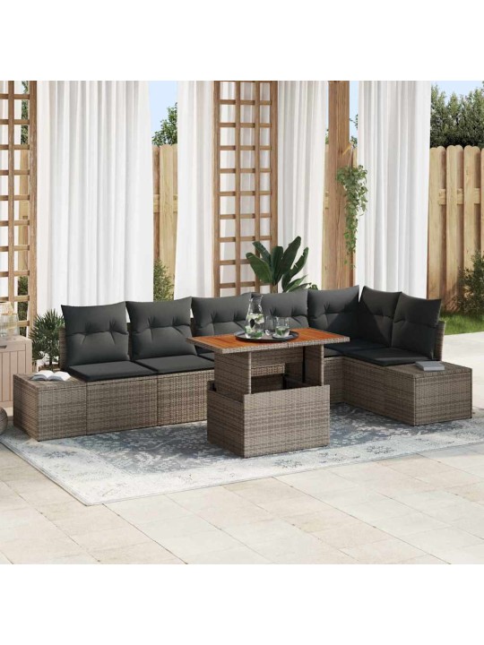 Dārza ēdamgalds 7 pcs pelēks un brūns 100 x 55 x 73 cm