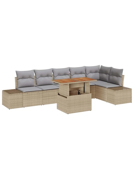Dārza ēdamgalds 7 pcs bēšs un pelēks 100 x 55 x 73 cm