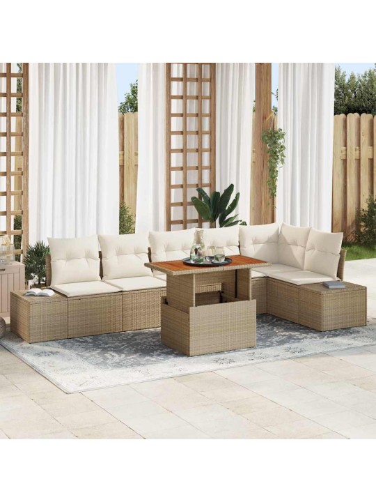 Dārza ēdamgalds 7 pcs bēšs un krēms 100 x 55 x 73 cm