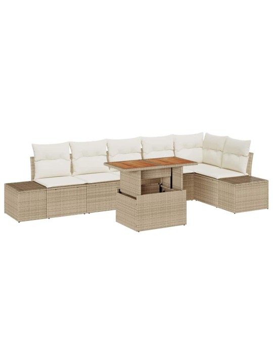 Dārza ēdamgalds 7 pcs bēšs un krēms 100 x 55 x 73 cm