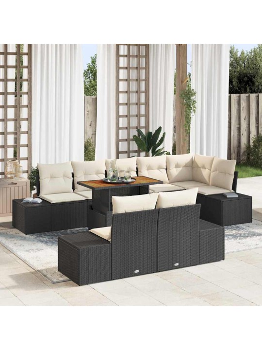 Dārza ēdamgalds 9 pcs melns un krēmkrāsa 100 x 55 x 73 cm