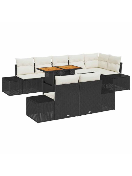 Dārza ēdamgalds 9 pcs melns un krēmkrāsa 100 x 55 x 73 cm