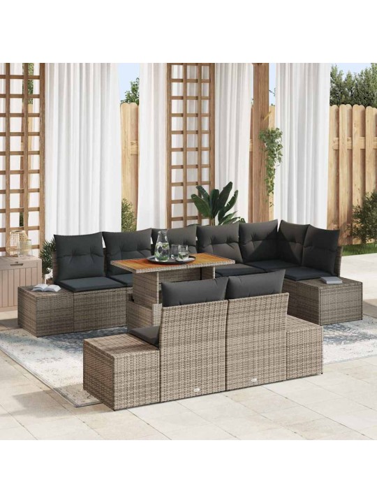 Dārza ēdamgalds 9 pcs pelēks un brūns 100 x 55 x 73 cm