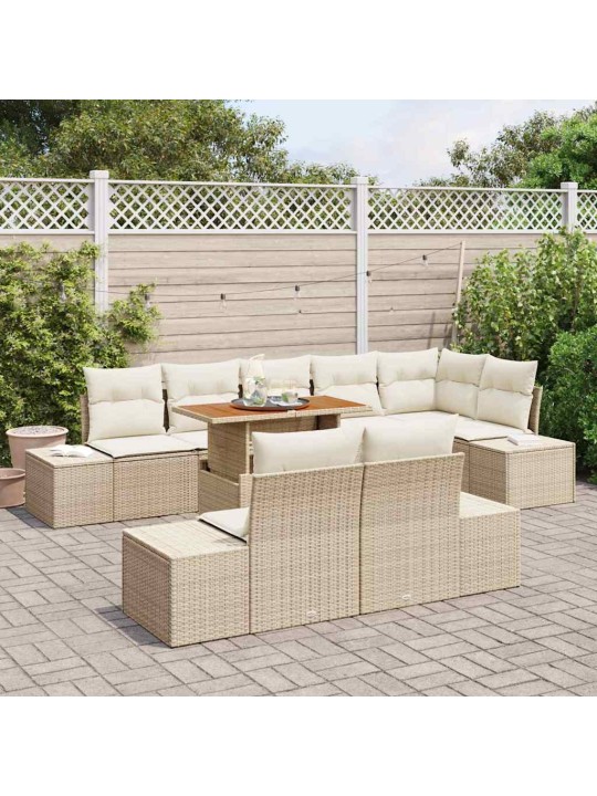 Dārza ēdamgalds 9 pcs bēšs un krēms 100 x 55 x 73 cm