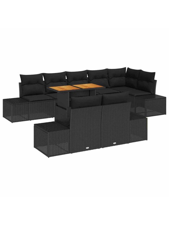 Dārza ēdamgalds 9 pcs melns un brūns 100 x 55 x 73 cm