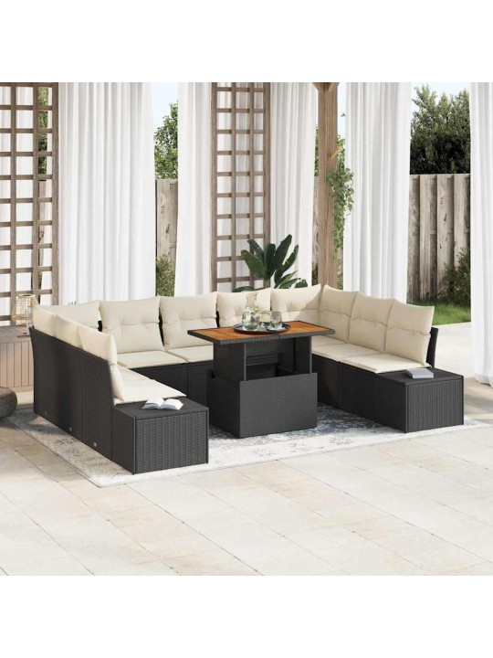 Dārza ēdamgalds 10 pcs melns un krēmkrāsa 100 x 55 x 73 cm
