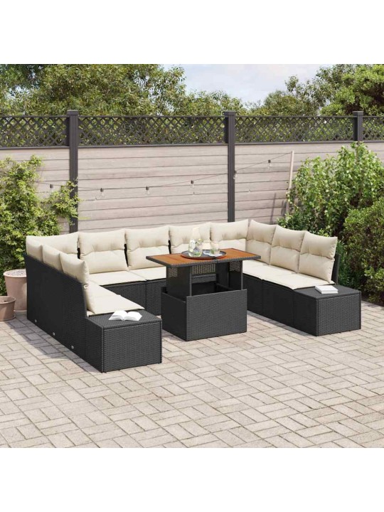 Dārza ēdamgalds 10 pcs melns un krēmkrāsa 100 x 55 x 73 cm