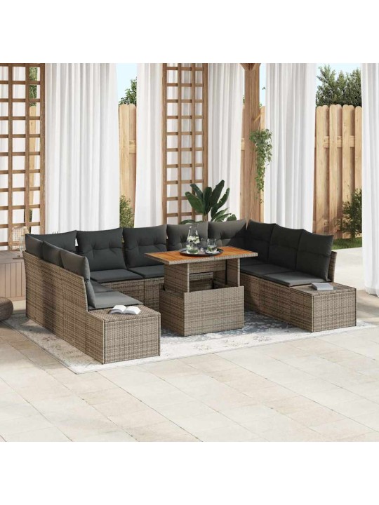 Dārza ēdamgalds 10 pcs pelēks un brūns 100 x 55 x 73 cm