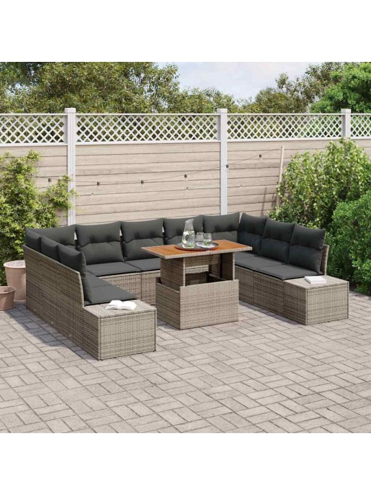 Dārza ēdamgalds 10 pcs pelēks un brūns 100 x 55 x 73 cm