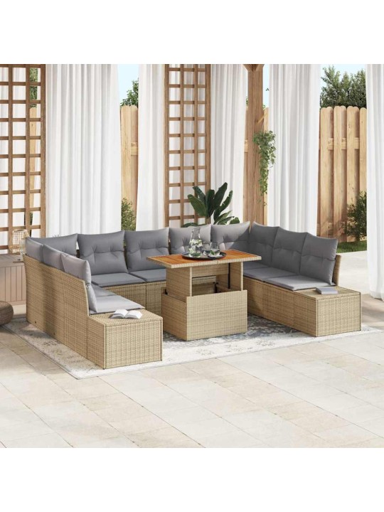Dārza ēdamgalds 10 pcs bēšs un pelēks 100 x 55 x 73 cm