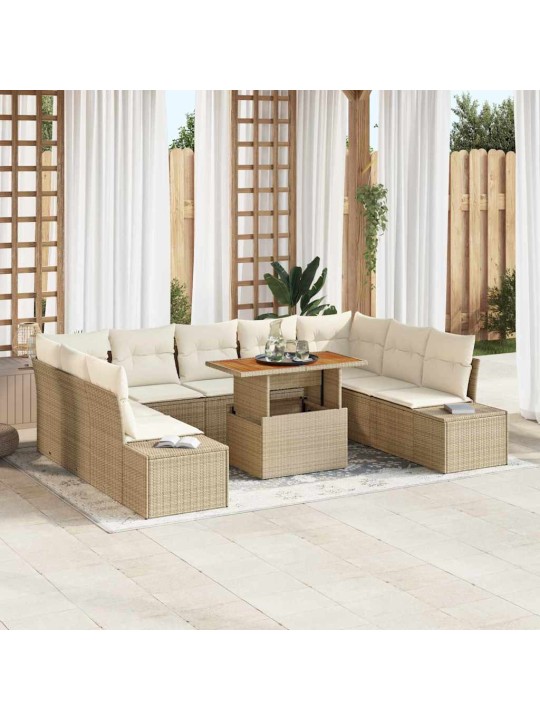 Dārza ēdamgalds 10 pcs bēšs un krēms 100 x 55 x 73 cm