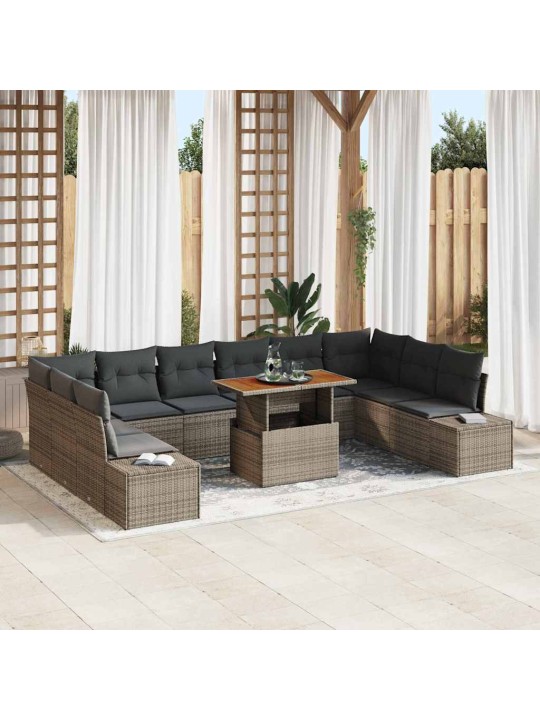 Dārza dīvānu komplekts 11 pcs pelēks un brūns 100 x 55 x 73 cm