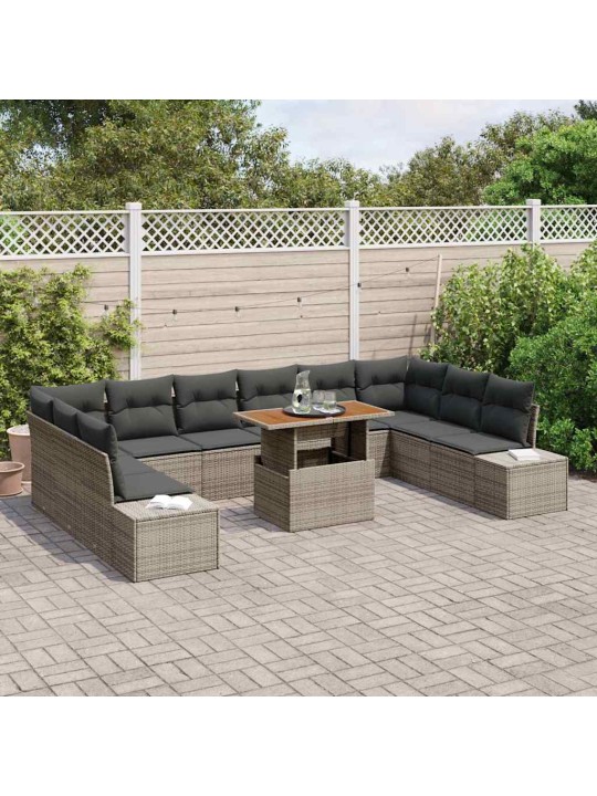 Dārza dīvānu komplekts 11 pcs pelēks un brūns 100 x 55 x 73 cm