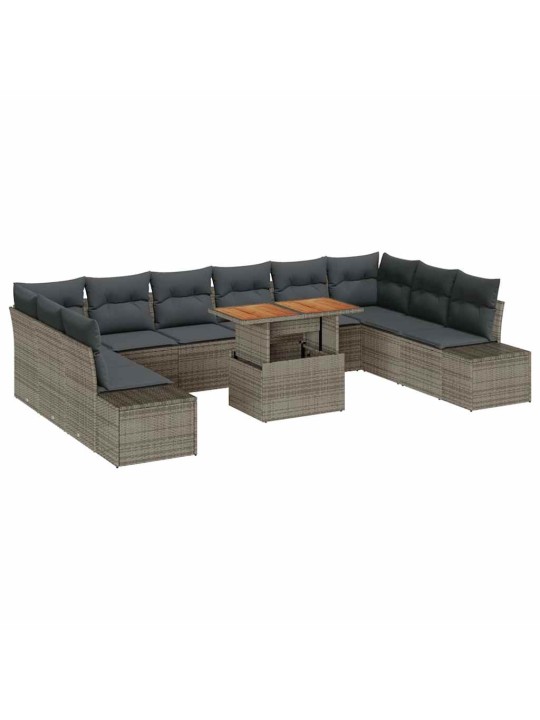 Dārza dīvānu komplekts 11 pcs pelēks un brūns 100 x 55 x 73 cm