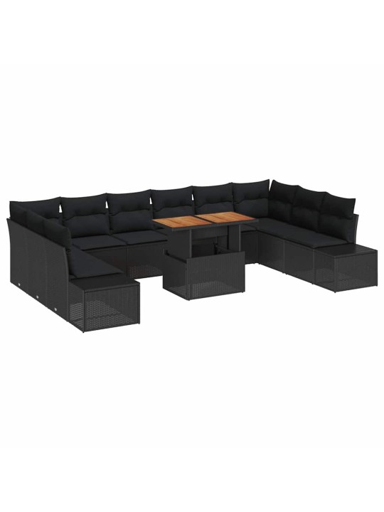 Dārza dīvānu komplekts 11 pcs melns un brūns 100 x 55 x 73 cm