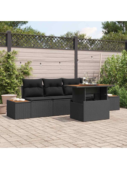 Dārza ēdamgalds 5 pcs melns un brūns 100 x 55 x 73 cm