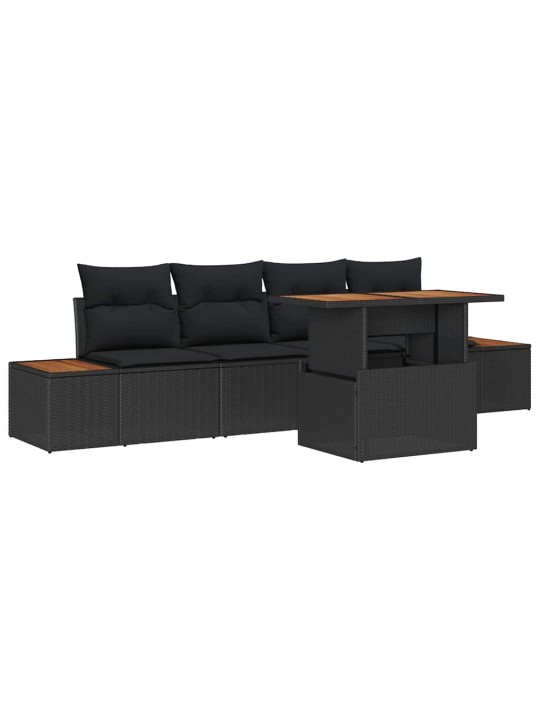 Dārza ēdamgalds 5 pcs melns un brūns 100 x 55 x 73 cm