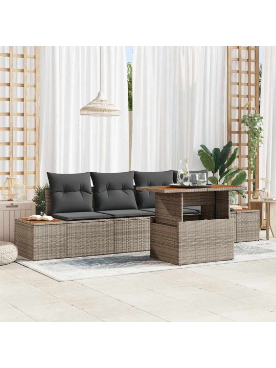 Dārza ēdamgalds 5 pcs pelēks un brūns 100 x 55 x 73 cm