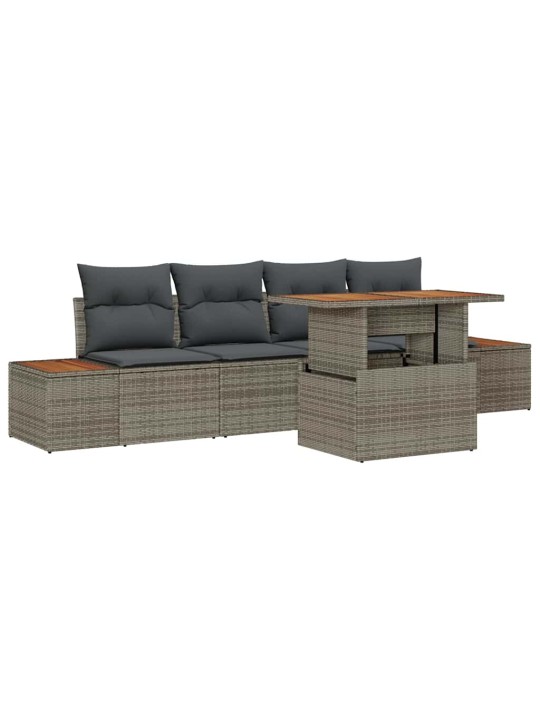 Dārza ēdamgalds 5 pcs pelēks un brūns 100 x 55 x 73 cm