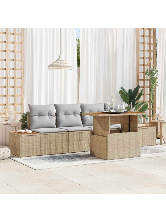 Dārza ēdamgalds 5 pcs bēšs un pelēks 100 x 55 x 73 cm