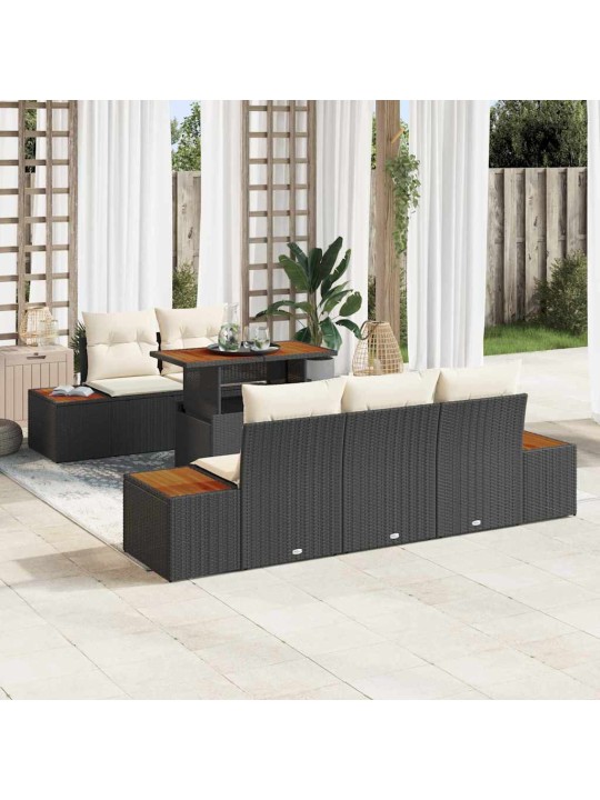 Dārza ēdamgalds 6 pcs melna un beigē 100 x 55 x 73 cm