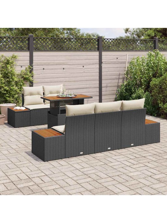 Dārza ēdamgalds 6 pcs melna un beigē 100 x 55 x 73 cm