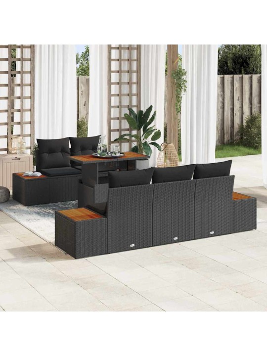Dārza ēdamgalds 6 pcs melns un brūns 100 x 55 x 73 cm
